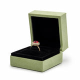 Green Suede Jewelry Box Set with Four-Leaf Clover Necklace