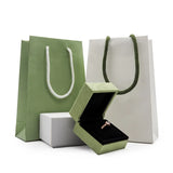 Green Suede Jewelry Box Set with Four-Leaf Clover Necklace