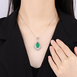 Copper Plated Grandmother Green Water Drop Pendant Necklace