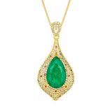 Copper Plated Grandmother Green Water Drop Pendant Necklace