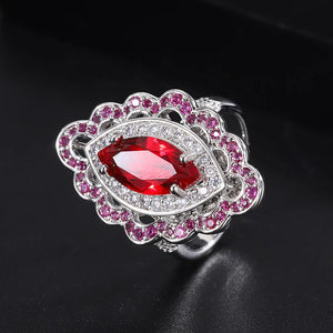 Red Jewels Ring Necklace Pendant