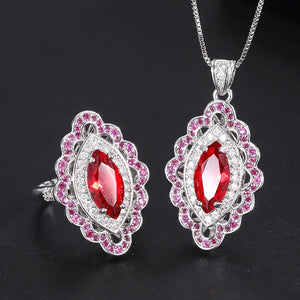 Red Jewels Ring Necklace Pendant