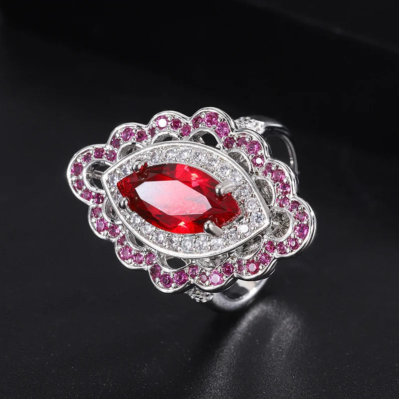 Red Jewels Ring Necklace Pendant