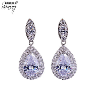 Water Drop Zircon 925 Sterling Silver Pearl Ball Earrings