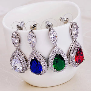 Water Drop Zircon 925 Sterling Silver Pearl Ball Earrings