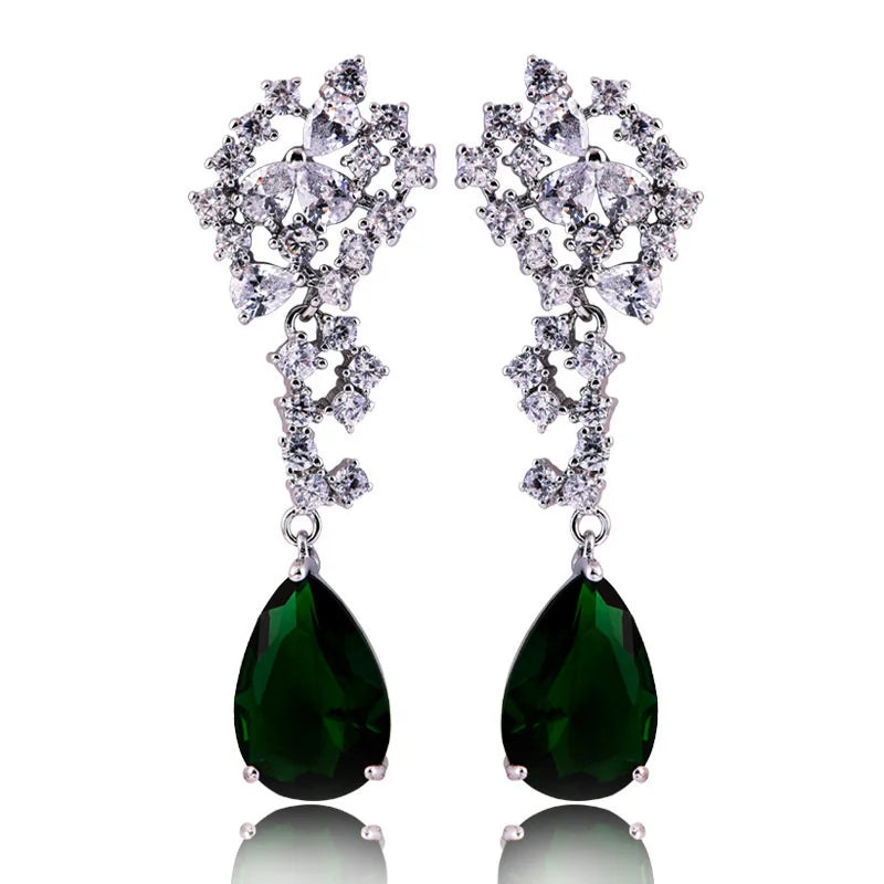 925 Silver Needle Zircon Tassel Drop Earrings for Banquet Dress