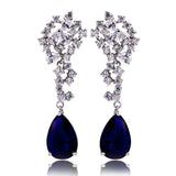 925 Silver Needle Zircon Tassel Drop Earrings for Banquet Dress