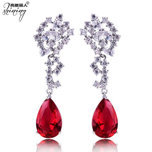 925 Silver Needle Zircon Tassel Drop Earrings for Banquet Dress