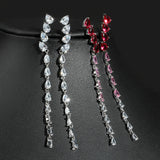 925 Silver Crystal Tassel Earrings Fairy Style Long Elegant Net Red