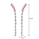 925 Silver Crystal Tassel Earrings Fairy Style Long Elegant Net Red