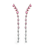 925 Silver Crystal Tassel Earrings Fairy Style Long Elegant Net Red