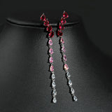 925 Silver Crystal Tassel Earrings Fairy Style Long Elegant Net Red