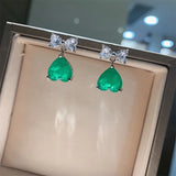 Bow Emerald Zircon Women's Earrings - Elegant & Charming Jewelry