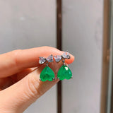 Bow Emerald Zircon Women's Earrings - Elegant & Charming Jewelry