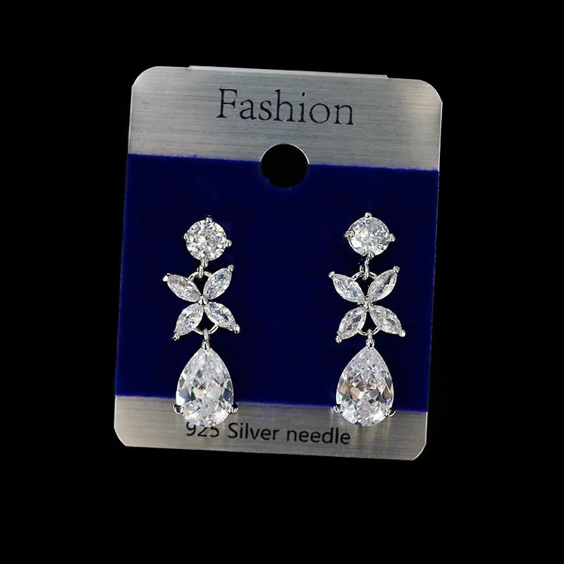 Bright Beauty Tassel Water Drops Zircon Earrings Female