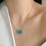 Caibao Clavicle Chain with Palaiba Egg Shaped Pendant
