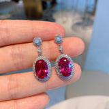 Caibao Corundum Pigeon Blood Red Treasure Earrings
