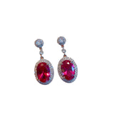 Caibao Corundum Pigeon Blood Red Treasure Earrings