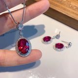 Caibao Corundum Pigeon Blood Red Treasure Earrings