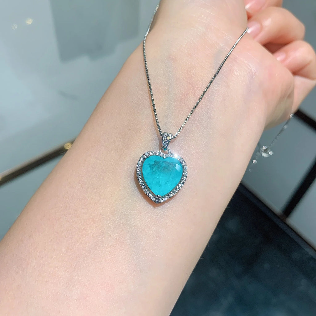 Colorful Treasure Set with Paraiba Egg Heart Necklace