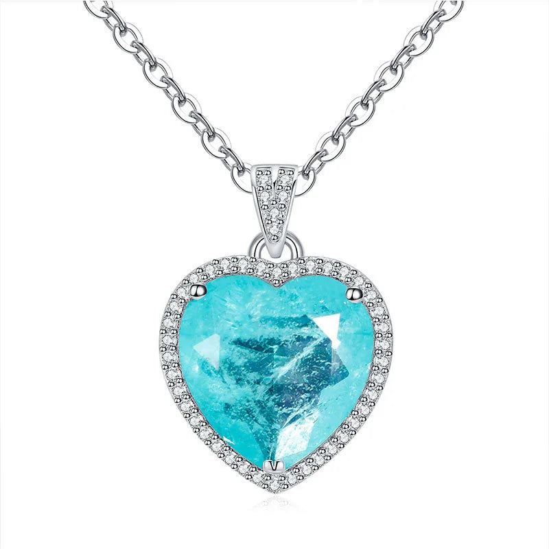 Colorful Treasure Set with Paraiba Egg Heart Necklace