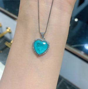 Colorful Treasure Set with Paraiba Egg Heart Necklace