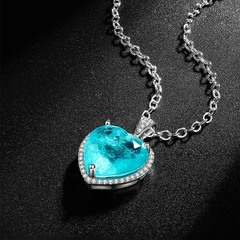 Colorful Treasure Set with Paraiba Egg Heart Necklace