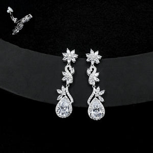 Colorful Zircon Tassel Earrings, Electroplated Flowers