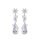 Colorful Zircon Tassel Earrings, Electroplated Flowers