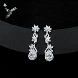 Colorful Zircon Tassel Earrings, Electroplated Flowers