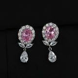 Colorful Zircon 925 Silver Flower Violet Earrings