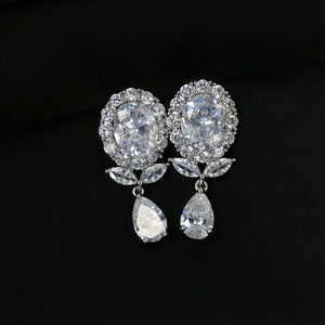 Colorful Zircon 925 Silver Flower Violet Earrings