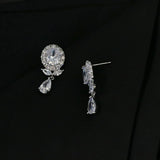 Colorful Zircon 925 Silver Flower Violet Earrings