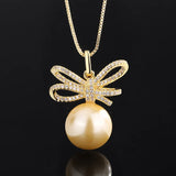 Copper Plated Beizhu Bowknot Diamond Set Women