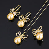 Copper Plated Beizhu Bowknot Diamond Set Women