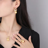 Copper Plated Beizhu Bowknot Diamond Set Women