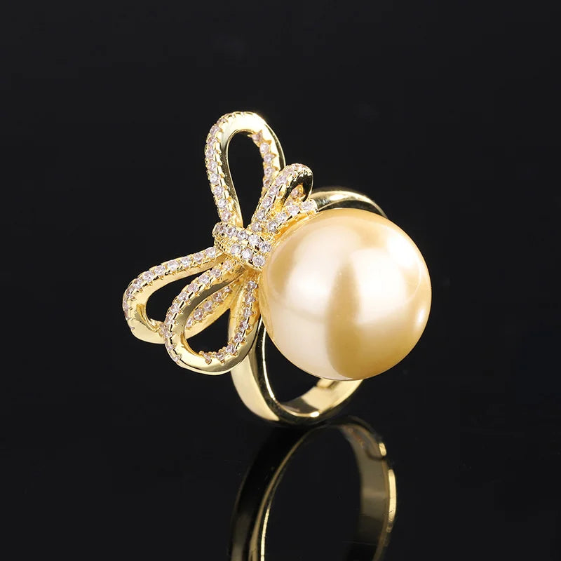 Copper Plated Beizhu Bowknot Diamond Set Women