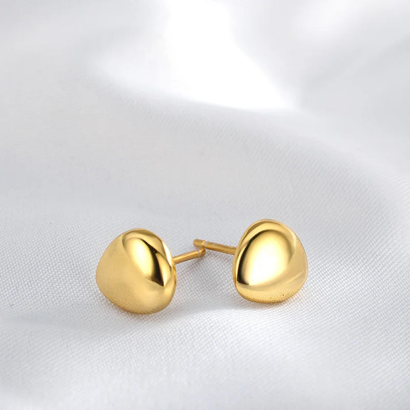 S925 Smooth Bean Earstuds Sterling Silver Earrings