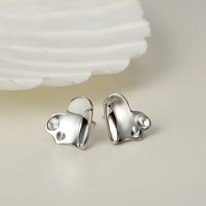 S925 Silver Love Peach Heart Earstuds for Women