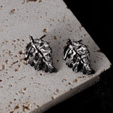 Dark Wind Sterling Silver S925 Leaf Texture Earrings Female