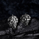Dark Wind Sterling Silver S925 Leaf Texture Earrings Female