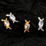 Delicate S925 Sterling Silver Wind Crystal Earrings Sweet Person