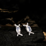 Delicate S925 Sterling Silver Wind Crystal Earrings Sweet Person