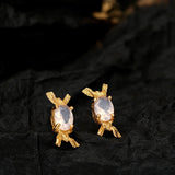 Delicate S925 Sterling Silver Wind Crystal Earrings Sweet Person