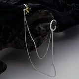 E5152 Dual Wear S925 Sterling Silver Chain Ear Clip for Women's Inset St