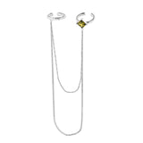 E5152 Dual Wear S925 Sterling Silver Chain Ear Clip for Women's Inset St