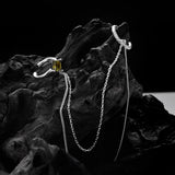 E5152 Dual Wear S925 Sterling Silver Chain Ear Clip for Women's Inset St