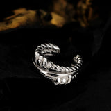 Small S925 Sterling Silver Hollow Geometric Knot Ring Women's Inset Style