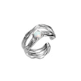 Opal Stone S925 Pure Silver Ear Clip Women's Double Layer Holl