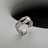 Opal Stone S925 Pure Silver Ear Clip Women's Double Layer Holl